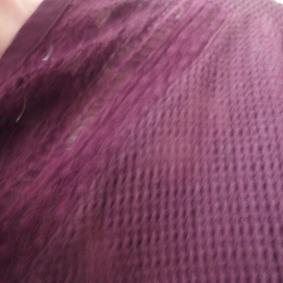 Purple Long Sleeve Peasant Top Blouse Sheer Lace with Lace - Picture 6 of 10